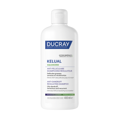 Дюкре Келюаль Скванорм шампунь проти жирної лупи Ducray Squanorm Shampooing Traitant Antipelliculaire Pellicules Grasses 400 мл