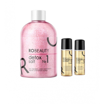 RoBeauty SPA догляд Сяюча детокс-сіль для ванни 350 г в асортименті (сіль 350 грам, екстракт 15 мл, олія 15 мл)