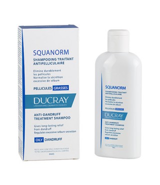 Дюкре Скванорм шампунь проти жирної лупи Ducray Squanorm Shampooing Traitant Antipelliculaire Pellicules Grasses 200 мл