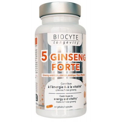 Biocyte Cприяє поліпшенню пам'яті, усуває занепокоєння 5 GINSENG FORTE, 40 капсул