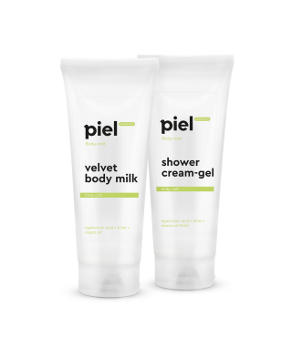 Piel Комплексний набір для очищення та догляду за шкірою тіла Velvet Green Tea, 250мл+250мл