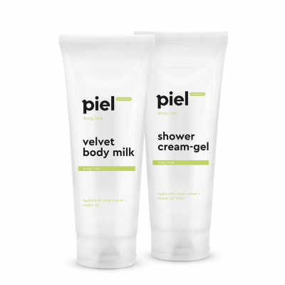 Piel Комплексний набір для очищення та догляду за шкірою тіла Velvet Green Tea, 250мл+250мл
