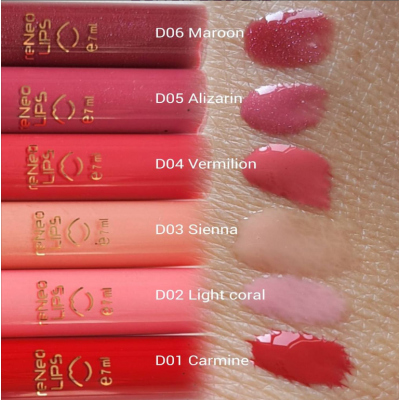 DERMA SERIES Блиск для губ Alizarin RENEO LIPS 7 мл