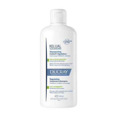 Дюкре Келюаль Скванорм шампунь проти жирної лупи Ducray Squanorm Shampooing Traitant Antipelliculaire Pellicules Grasses 400 мл
