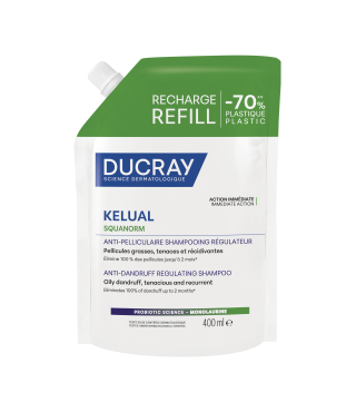 Дюкре Келюаль Скванорм шампунь проти жирної лупи Ducray Squanorm Shampooing Traitant Antipelliculaire Pellicules Grasses 400 мл рефіл