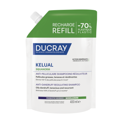 Дюкре Келюаль Скванорм шампунь проти жирної лупи Ducray Squanorm Shampooing Traitant Antipelliculaire Pellicules Grasses 400 мл рефіл