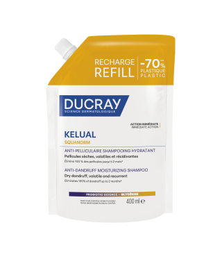 Дюкре Келюаль Скванорм шампунь проти сухої лупи Ducray Squanorm Shampooing 400 мл new рефіл