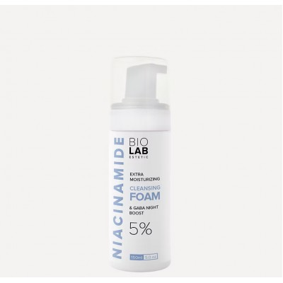 BIOLAB Estetic Екстра зволожуюча пінка з ніацинамідом 5% та ГАМК Extra Moisturizing Cleansing &amp; Gaba Night Boost 5%, 150 мл
