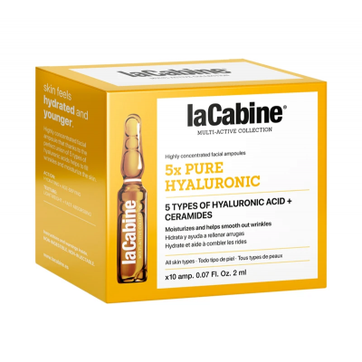 LaCabine Висококонцентрована зволожувальна ампула проти зморшок шкіри обличчя з 5 гіалуроновими кислотами 5xPURE HYALURON, 10*2 мл