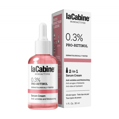 LaCabine Зволожувальна крем-сироватка проти зморшок шкіри обличчя MONOACTIVES 0.3% PRO-RETINOL SERUM-CREAM, 30 мл