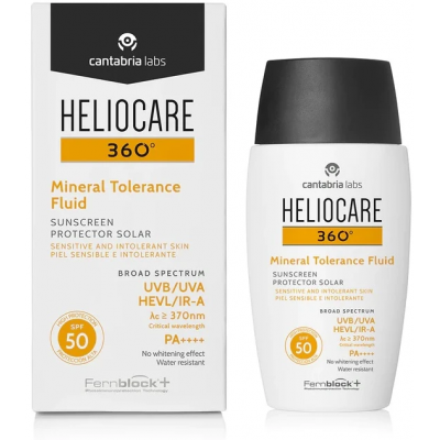 CANTABRIA Сонцезахисний мінеральний крем-флюїд SPF50 для чутливої шкіри HELIOCARE 360º MINERAL TOLERANCE FLUID SPF50, 50 мл