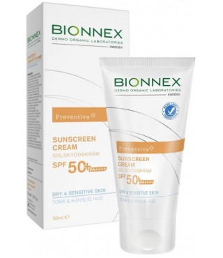 Bionnex Сонцезахисний крем для сухої та чутливої ​​шкіри Preventiva Sunscreen Cream SPF 50+, 50мл