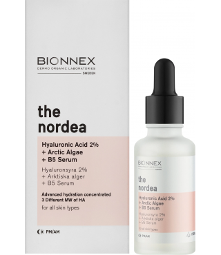 Bionnex Сироватка для обличчя The Nordea Hyaluronic Acid 2% + Arctic Algae + B5 Serum, 30мл