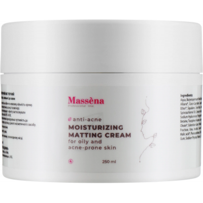 Massena Зволожувальний матуючий крем для обличчя Anti-Acne Moisturizing Matting Cream, 250 мл