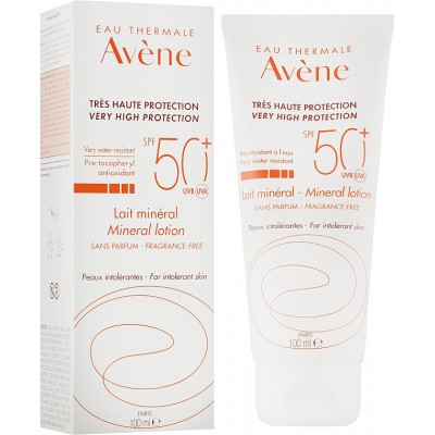 Авен Сонцезахисне мінеральне молочко для чутливої шкіри SPF 50+ Avene Lait Mineral SPF 50+, 100 мл