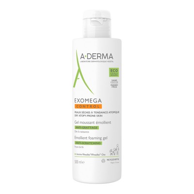 А-Дерма Екзомега Контрол гель очищуючий емолент  A-Derma Exomega Control Emollient Foaming Gel 200 мл