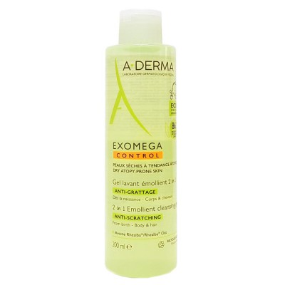 А-Дерма Екзомега Контрол Очищующий гель 2-в-1 A-Derma Exomega Control Gel Lavant Emollient 2 en 1 200 мл