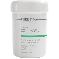 Зволожуючий крем для жирної шкіри Christina Elastin Collagen Placental Enzyme Moisture Cream with Vitamins A, E&HA, 250 мл
