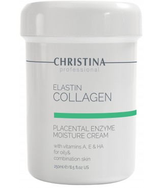 Зволожуючий крем для жирної шкіри Christina Elastin Collagen Placental Enzyme Moisture Cream with Vitamins A, E&HA, 250 мл
